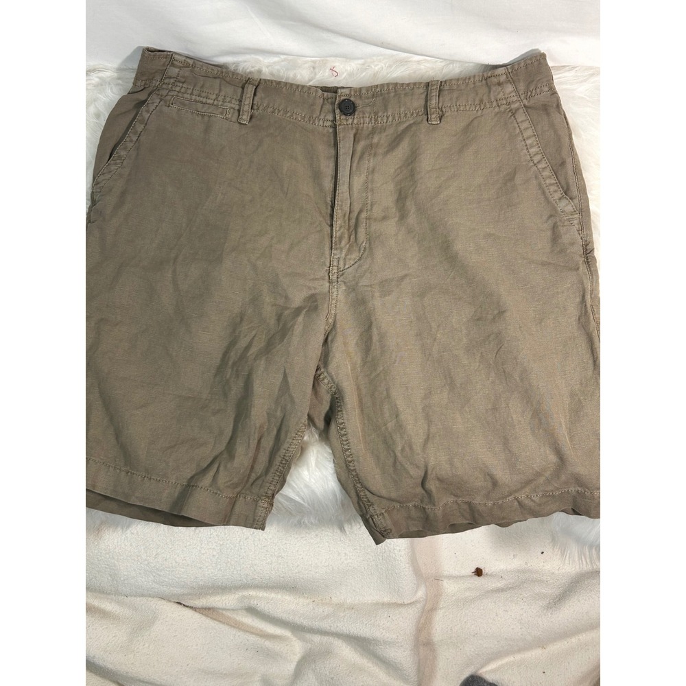 Lucky Brand Mens Khaki Brown Flat Front Chino Shorts Size 36 RN 80318